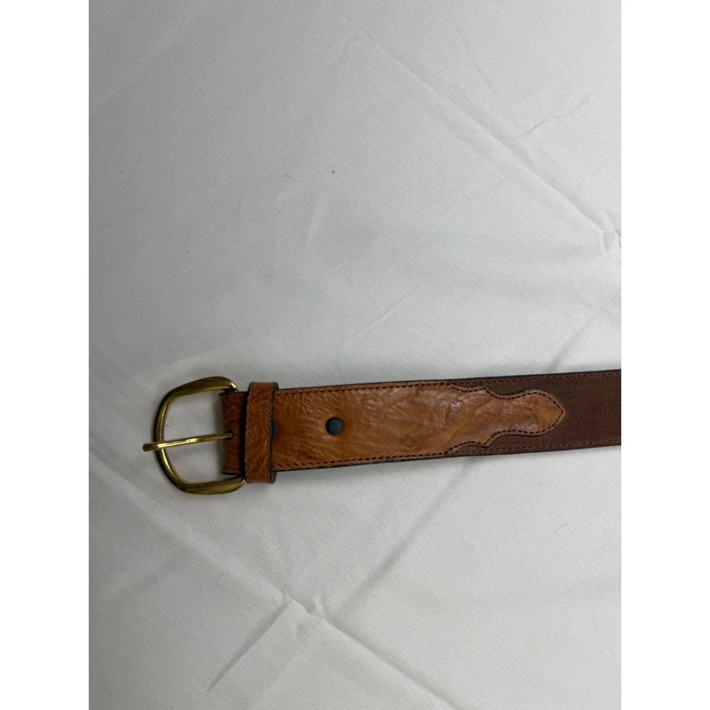 Nocona Belt Co Western Belt Mens 36‎ Brown Leather Brass Buckle